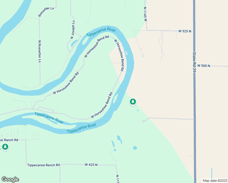 map of restaurants, bars, coffee shops, grocery stores, and more near West Horseshoe Bend Road in Brookston