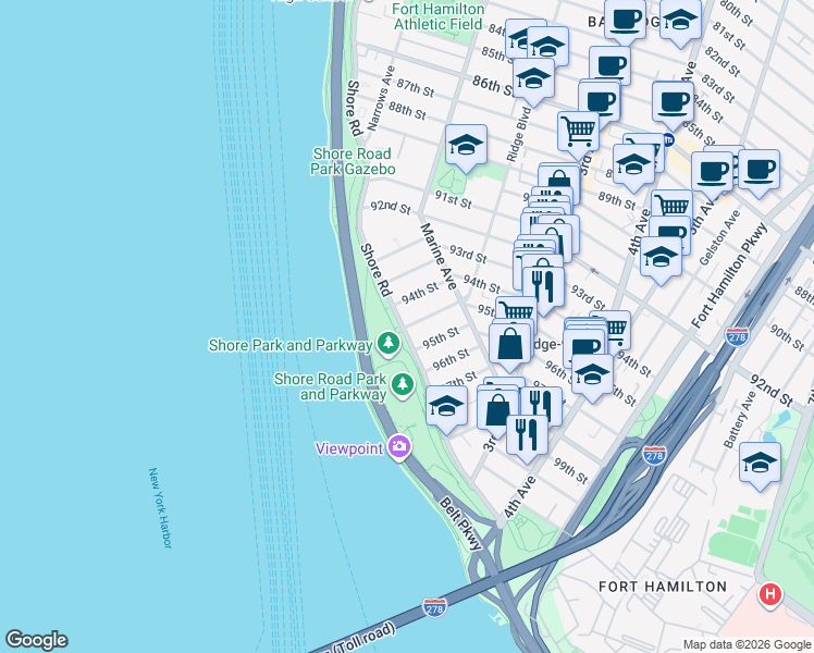 map of restaurants, bars, coffee shops, grocery stores, and more near in Brooklyn