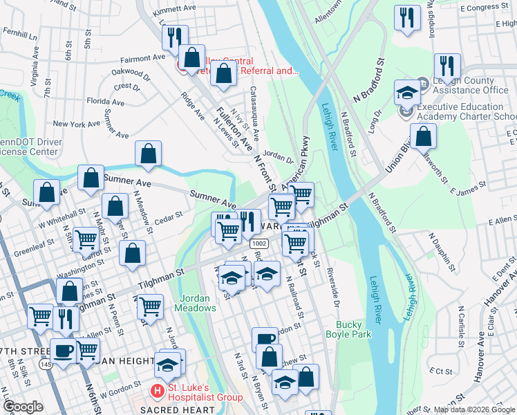 map of restaurants, bars, coffee shops, grocery stores, and more near in Fullerton