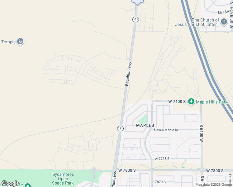 map of restaurants, bars, coffee shops, grocery stores, and more near 7112 Bacchus Highway in West Jordan
