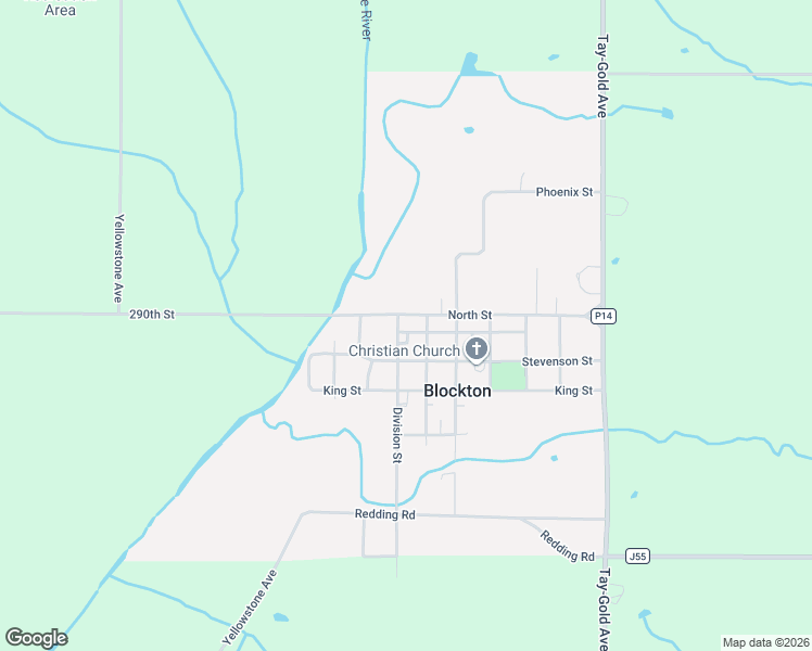 map of restaurants, bars, coffee shops, grocery stores, and more near 600-602 Oak Street in Blockton