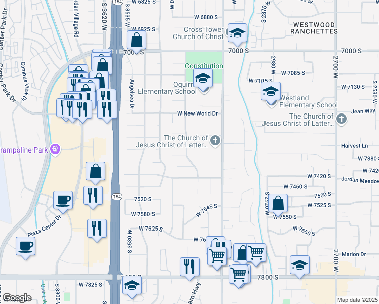 map of restaurants, bars, coffee shops, grocery stores, and more near 7357 South 3285 West in West Jordan