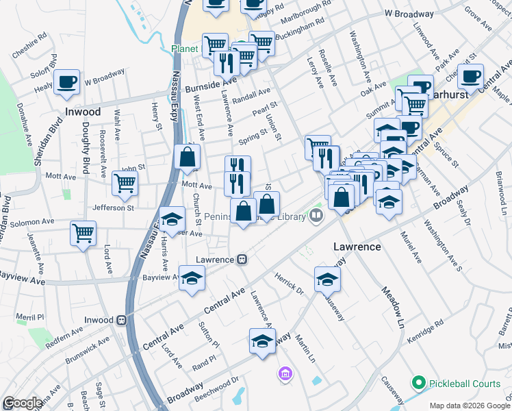 map of restaurants, bars, coffee shops, grocery stores, and more near 231 Allen Street in Lawrence