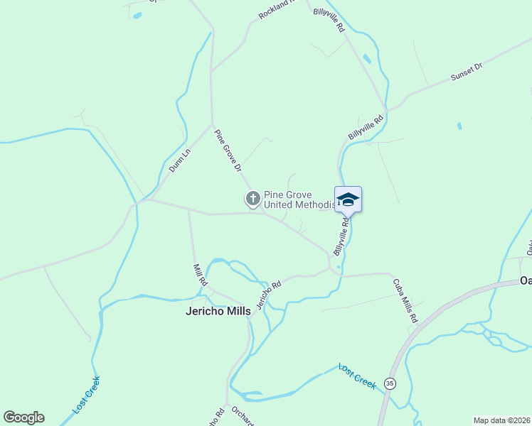 map of restaurants, bars, coffee shops, grocery stores, and more near 4633 Cuba Mills Road in Mifflintown