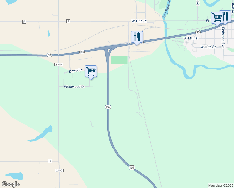 map of restaurants, bars, coffee shops, grocery stores, and more near 450 Belohlavy Dr in Crete
