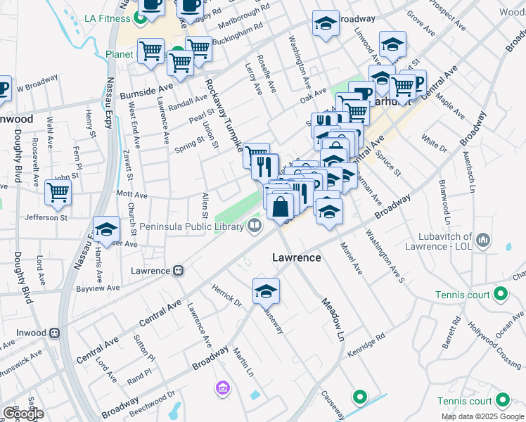 map of restaurants, bars, coffee shops, grocery stores, and more near 312 Mulry Lane in Lawrence