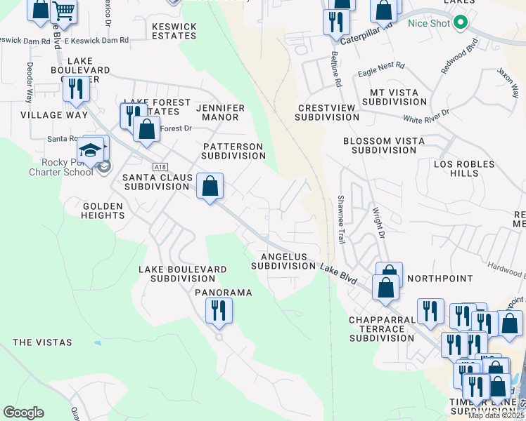 map of restaurants, bars, coffee shops, grocery stores, and more near 816 Saint Marks Street in Redding