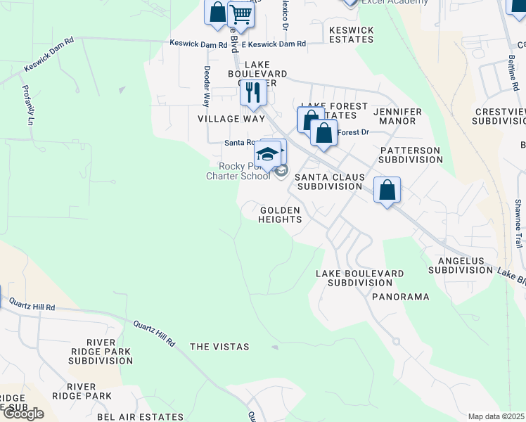 map of restaurants, bars, coffee shops, grocery stores, and more near 3323 Golden Heights Drive in Redding