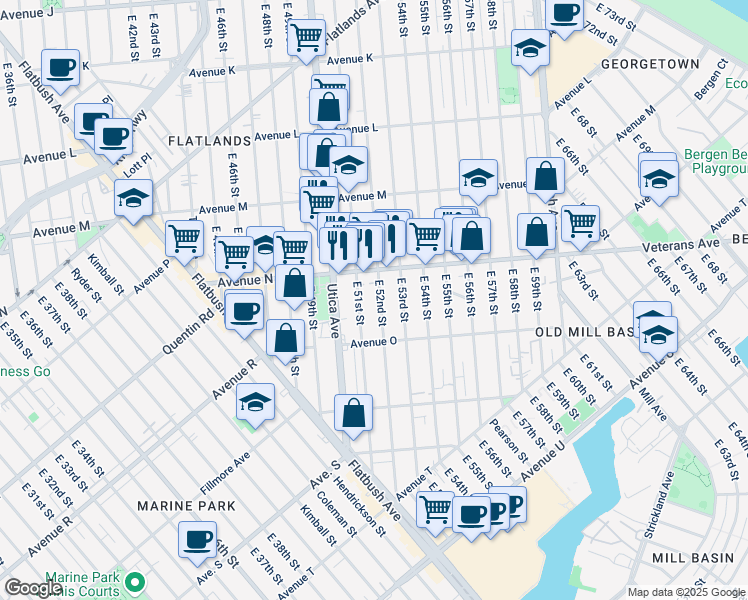 map of restaurants, bars, coffee shops, grocery stores, and more near in Brooklyn