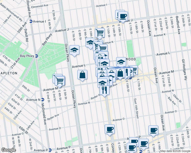 map of restaurants, bars, coffee shops, grocery stores, and more near in Brooklyn