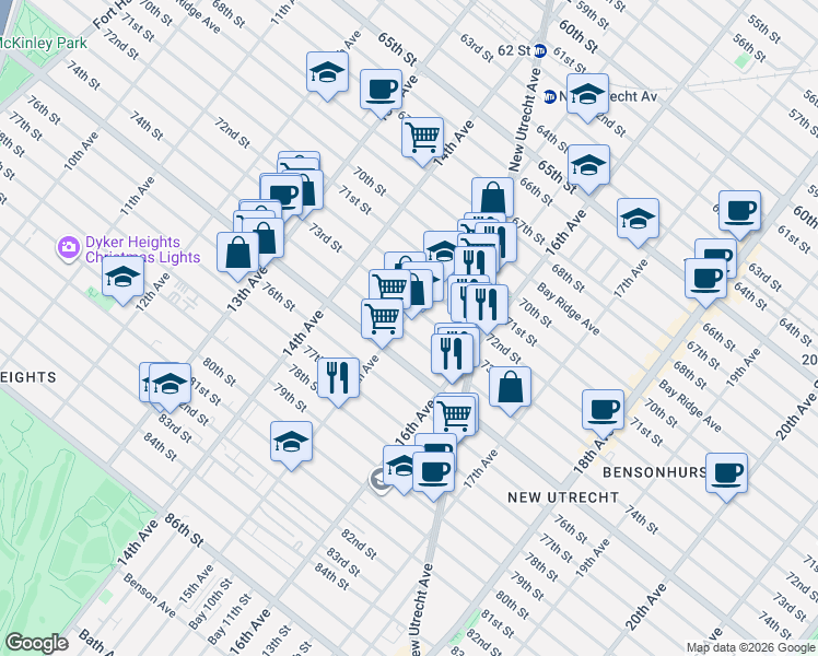 map of restaurants, bars, coffee shops, grocery stores, and more near in Brooklyn