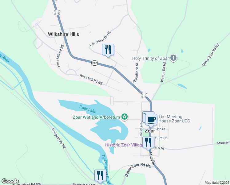 map of restaurants, bars, coffee shops, grocery stores, and more near 9532 Hess Mill Road Northeast in Bolivar