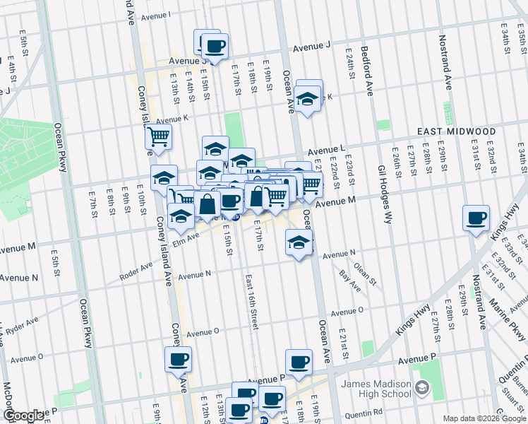 map of restaurants, bars, coffee shops, grocery stores, and more near in Brooklyn