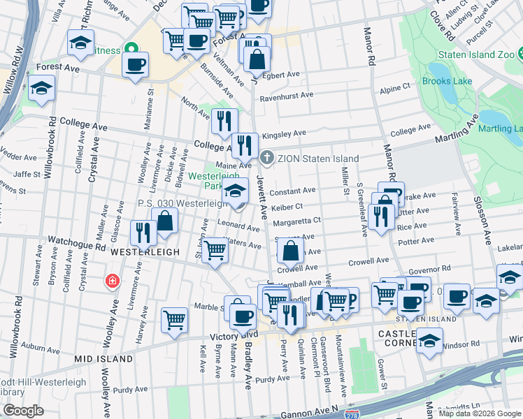 map of restaurants, bars, coffee shops, grocery stores, and more near in Staten Island