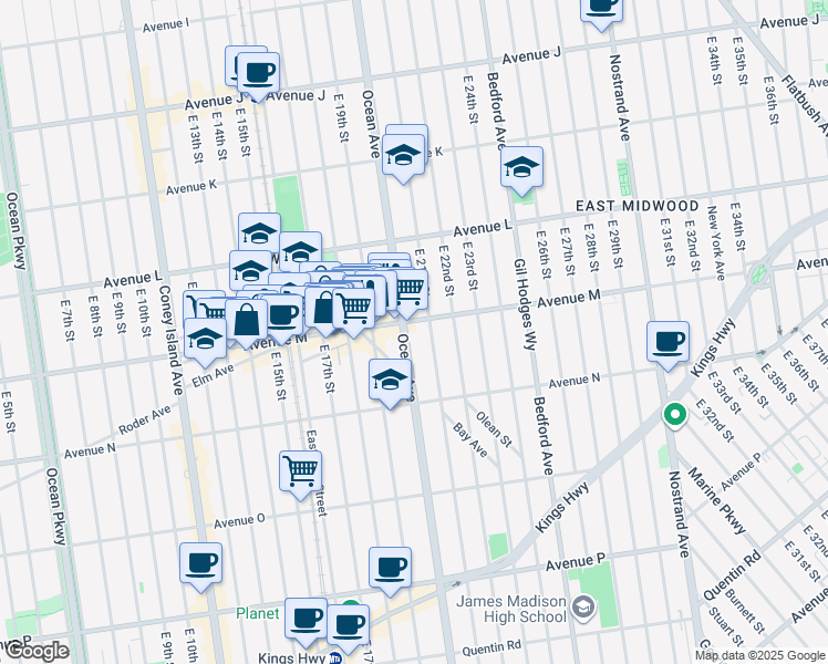 map of restaurants, bars, coffee shops, grocery stores, and more near in Brooklyn