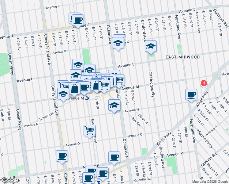 map of restaurants, bars, coffee shops, grocery stores, and more near in Brooklyn
