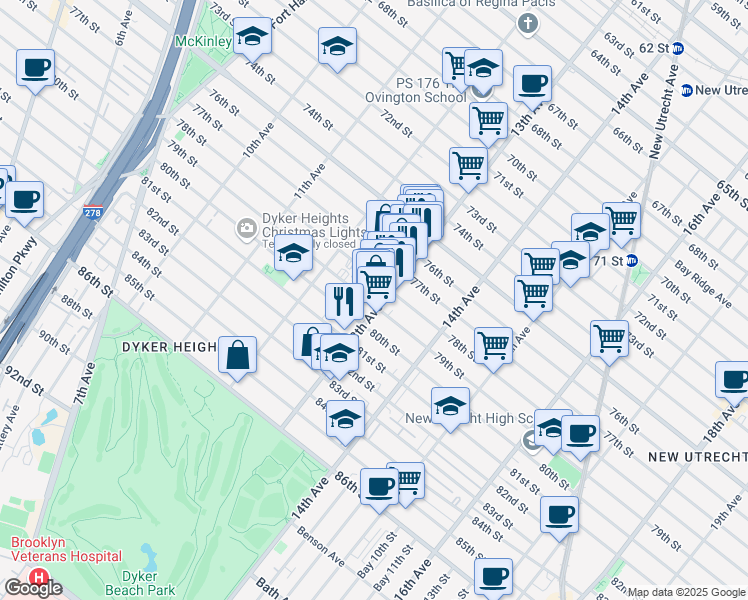 map of restaurants, bars, coffee shops, grocery stores, and more near in Brooklyn