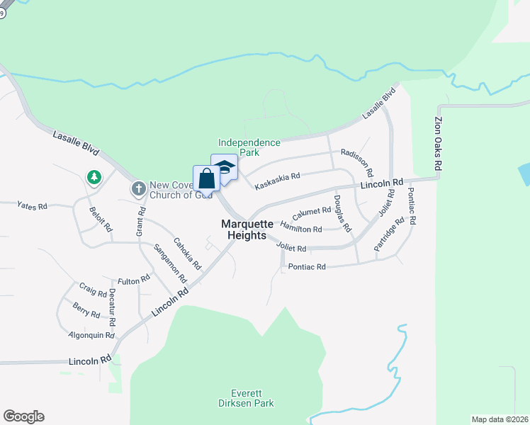 map of restaurants, bars, coffee shops, grocery stores, and more near 906 Lincoln Road in Marquette Heights