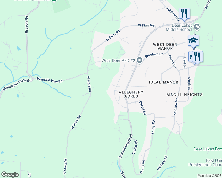 map of restaurants, bars, coffee shops, grocery stores, and more near 45 Grubbs Road in Cheswick