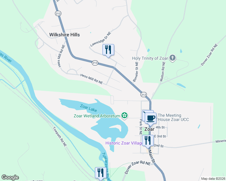map of restaurants, bars, coffee shops, grocery stores, and more near 9532 Hess Mill Rd NE in Bolivar