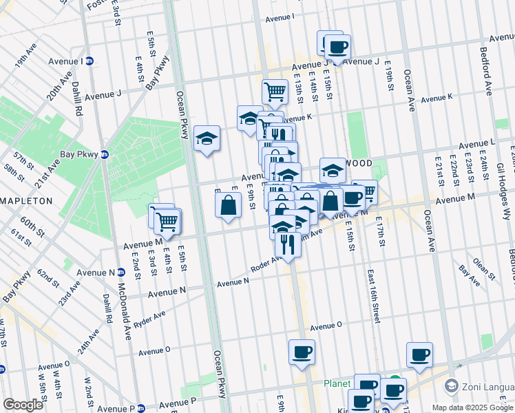 map of restaurants, bars, coffee shops, grocery stores, and more near in Brooklyn