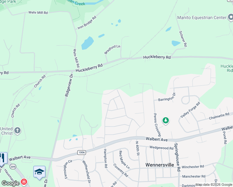 map of restaurants, bars, coffee shops, grocery stores, and more near 1916 Franklin Way in Allentown