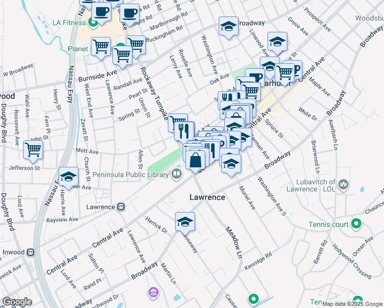 map of restaurants, bars, coffee shops, grocery stores, and more near 312 Mulry Lane in Lawrence
