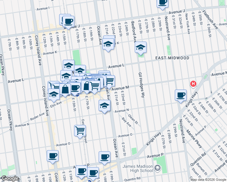 map of restaurants, bars, coffee shops, grocery stores, and more near in Brooklyn