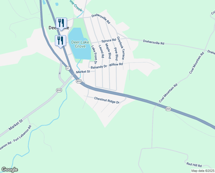 map of restaurants, bars, coffee shops, grocery stores, and more near 113 Maple Boulevard in Orwigsburg