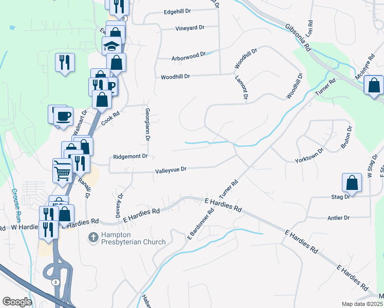 map of restaurants, bars, coffee shops, grocery stores, and more near 2033 Blossom Drive in Gibsonia