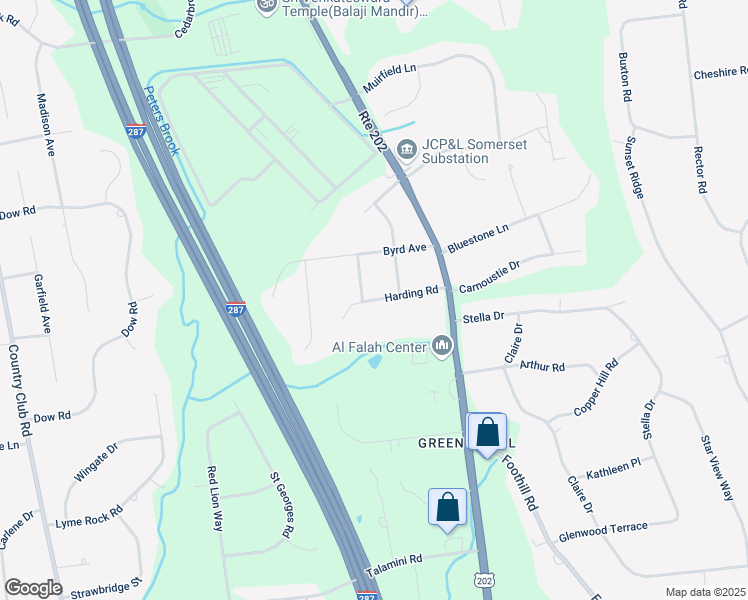 map of restaurants, bars, coffee shops, grocery stores, and more near 772 Harding Road in Bridgewater Township