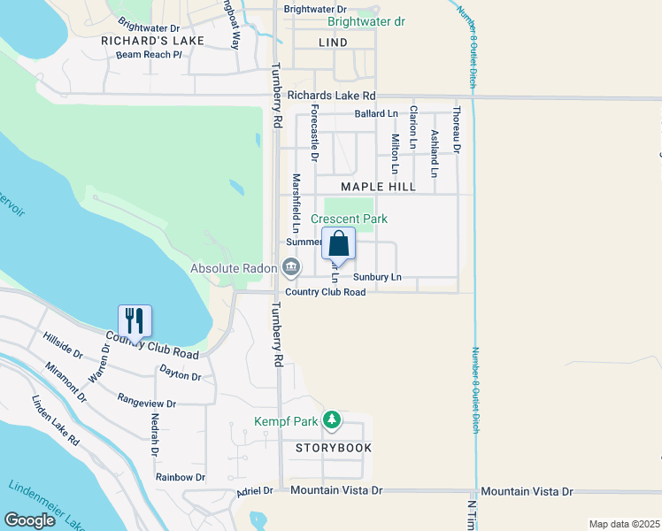 map of restaurants, bars, coffee shops, grocery stores, and more near 2233 Muir Lane in Fort Collins