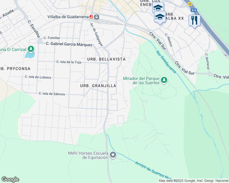 map of restaurants, bars, coffee shops, grocery stores, and more near 101 Avenida las Suertes in Collado Villalba