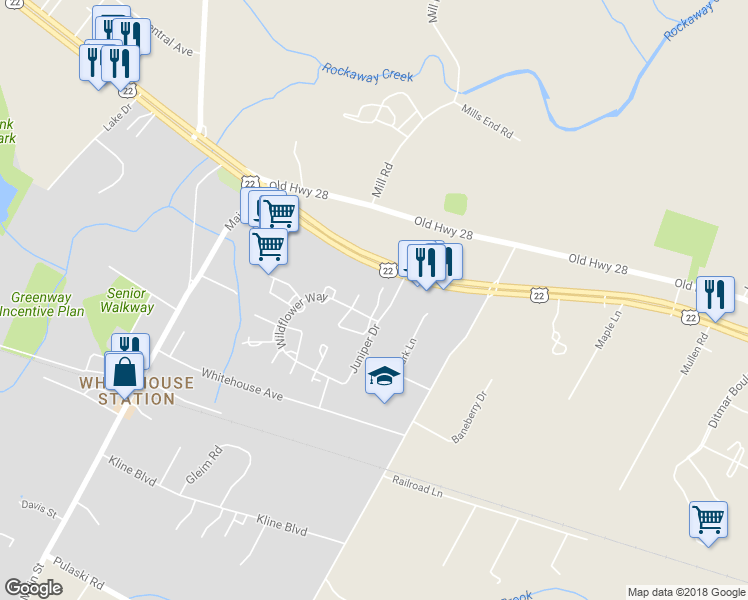 map of restaurants, bars, coffee shops, grocery stores, and more near 279 Morning Glory Court in Readington Township