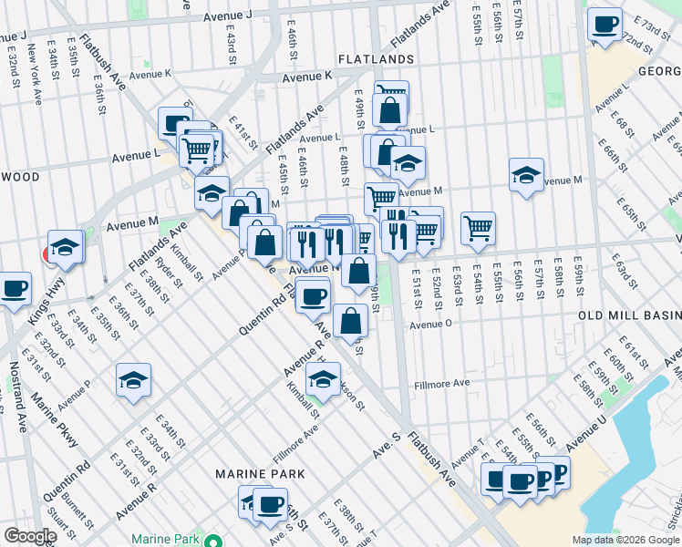 map of restaurants, bars, coffee shops, grocery stores, and more near in Brooklyn