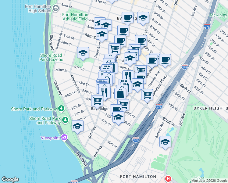 map of restaurants, bars, coffee shops, grocery stores, and more near in Brooklyn