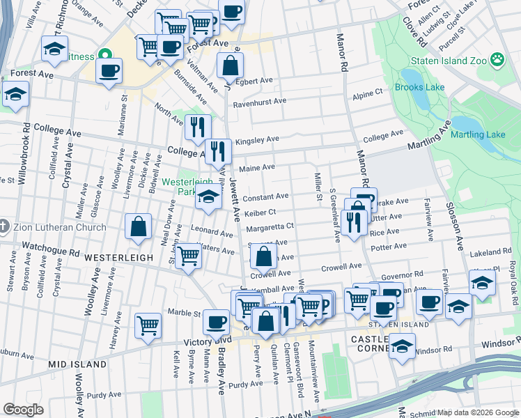 map of restaurants, bars, coffee shops, grocery stores, and more near 177 Keiber Court in Staten Island