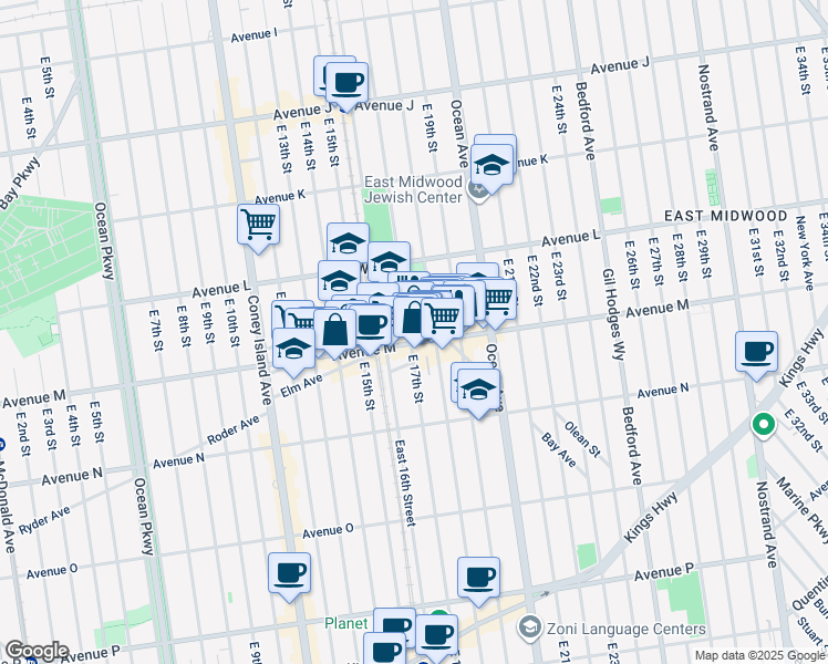 map of restaurants, bars, coffee shops, grocery stores, and more near in Brooklyn