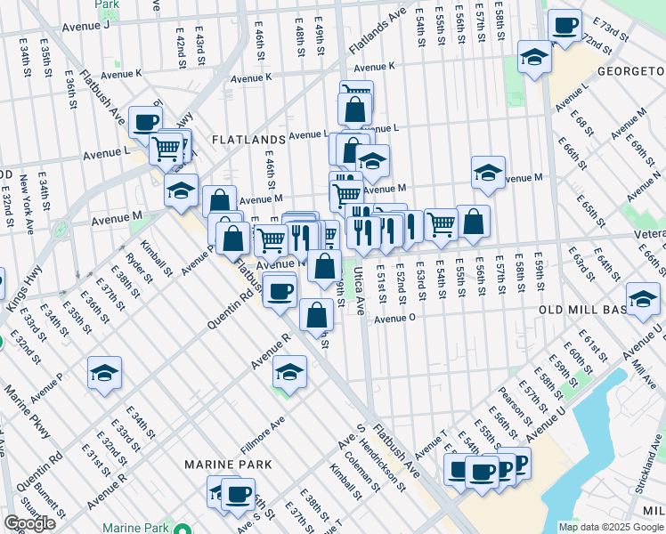 map of restaurants, bars, coffee shops, grocery stores, and more near in Brooklyn