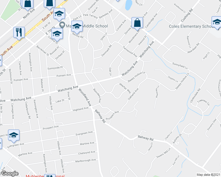 map of restaurants, bars, coffee shops, grocery stores, and more near 947 Mayfair Way in Plainfield