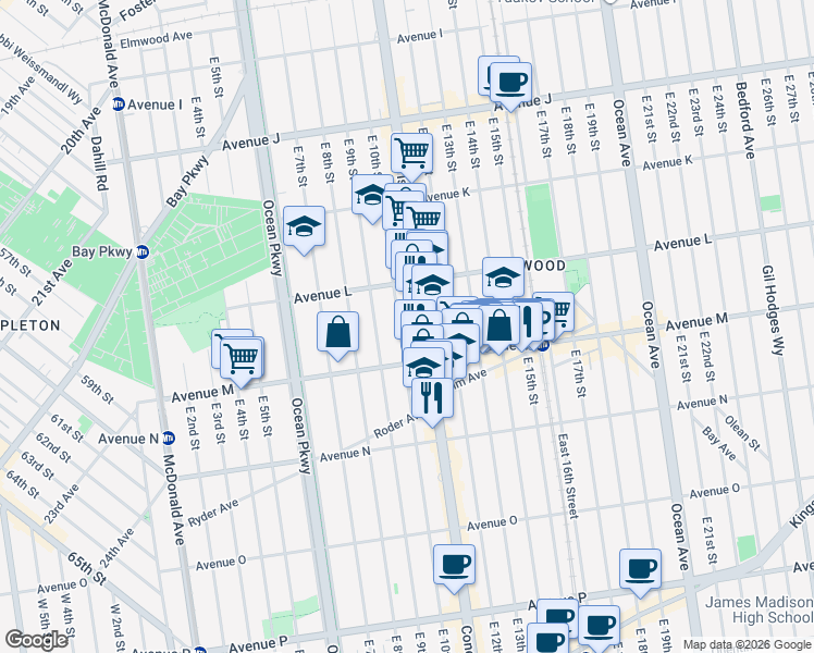 map of restaurants, bars, coffee shops, grocery stores, and more near in Brooklyn