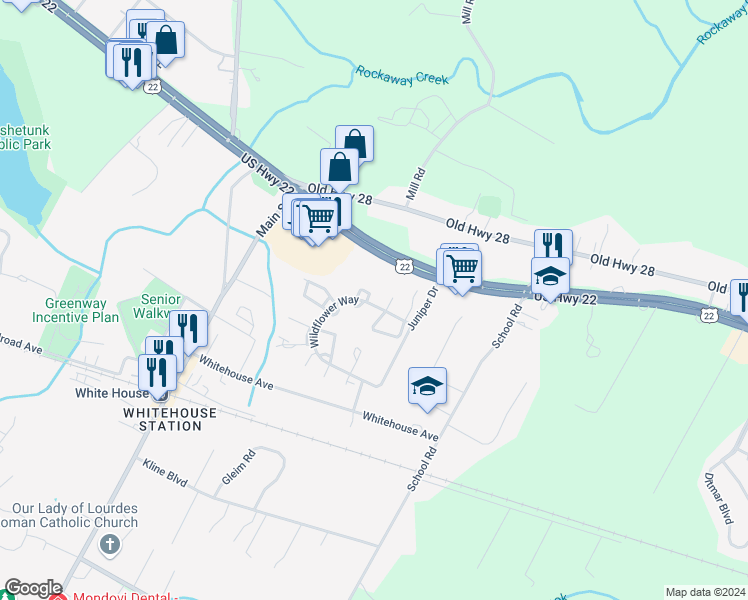 map of restaurants, bars, coffee shops, grocery stores, and more near 211 Teasel Court in Hunterdon County