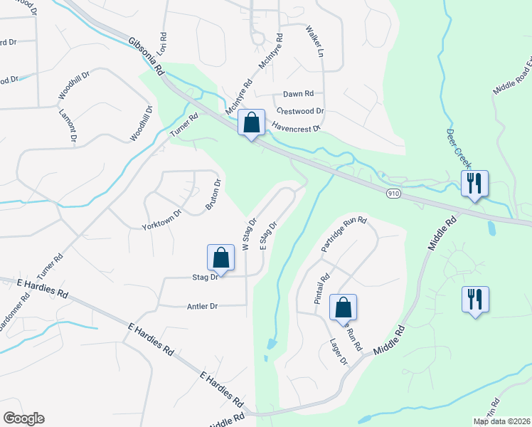 map of restaurants, bars, coffee shops, grocery stores, and more near 3515 West Stag Drive in Gibsonia