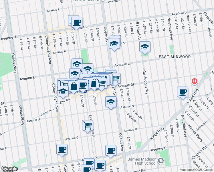 map of restaurants, bars, coffee shops, grocery stores, and more near in Brooklyn
