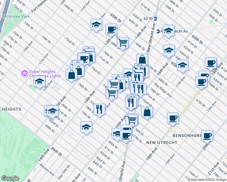 map of restaurants, bars, coffee shops, grocery stores, and more near in Brooklyn