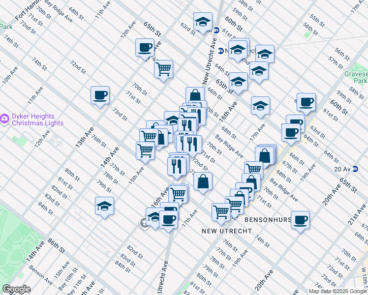 map of restaurants, bars, coffee shops, grocery stores, and more near in Brooklyn