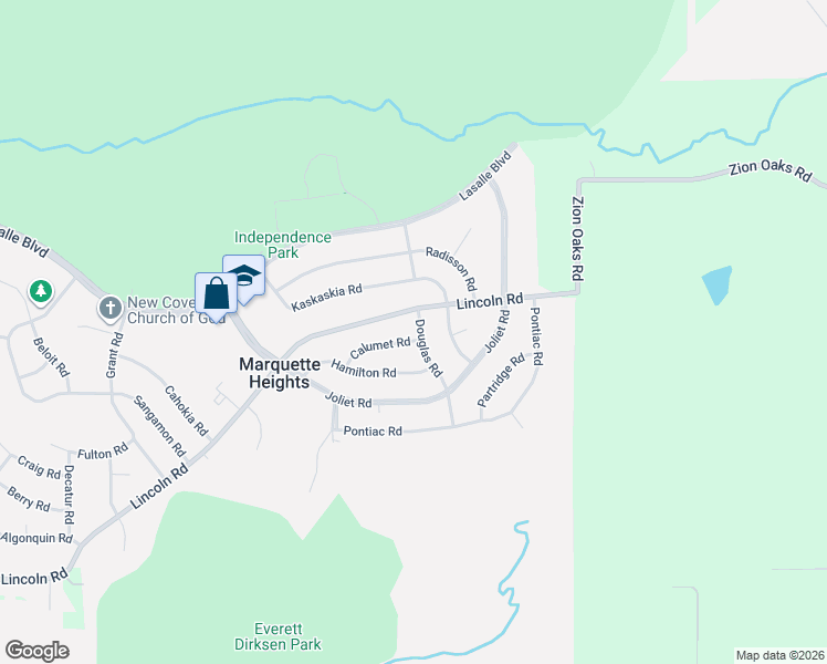 map of restaurants, bars, coffee shops, grocery stores, and more near 125 Calumet Road in Marquette Heights