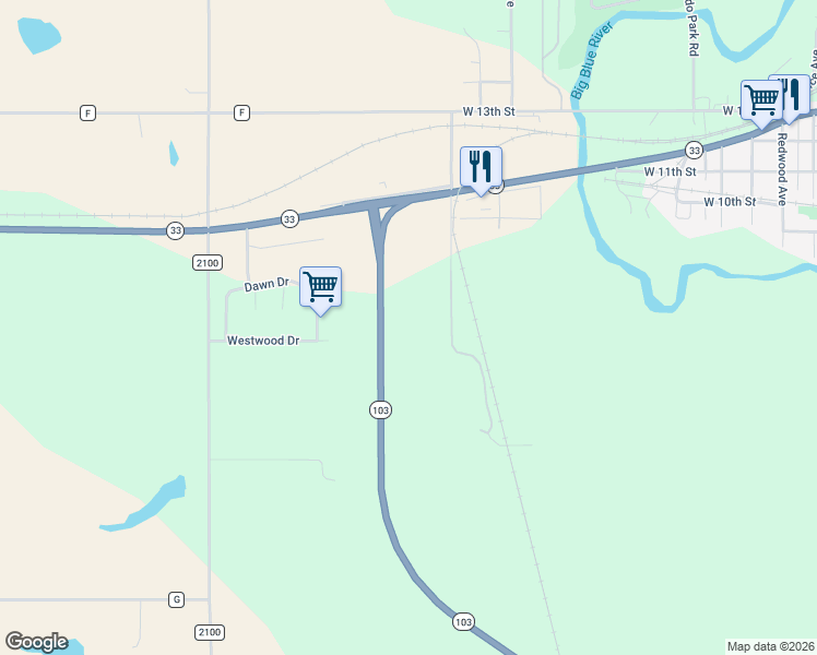 map of restaurants, bars, coffee shops, grocery stores, and more near 565 Arizona Avenue in Crete