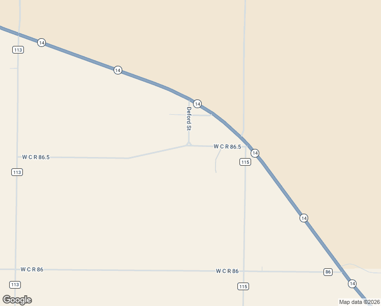 map of restaurants, bars, coffee shops, grocery stores, and more near 56900 West C R 86.5 in Raymer