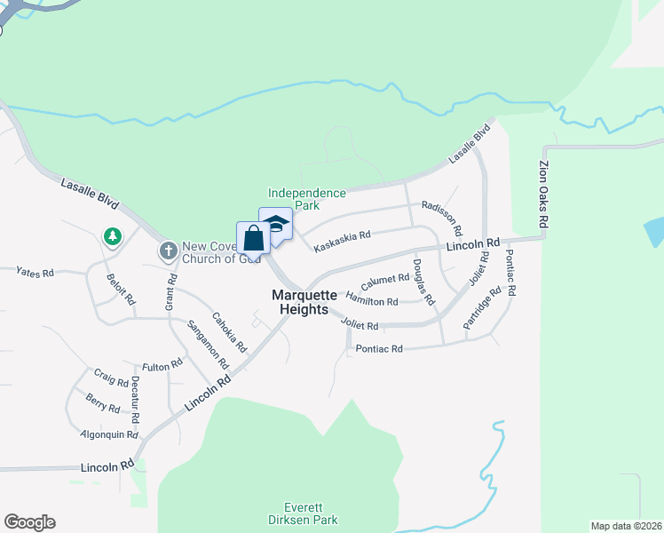 map of restaurants, bars, coffee shops, grocery stores, and more near 906 Lincoln Road in Marquette Heights